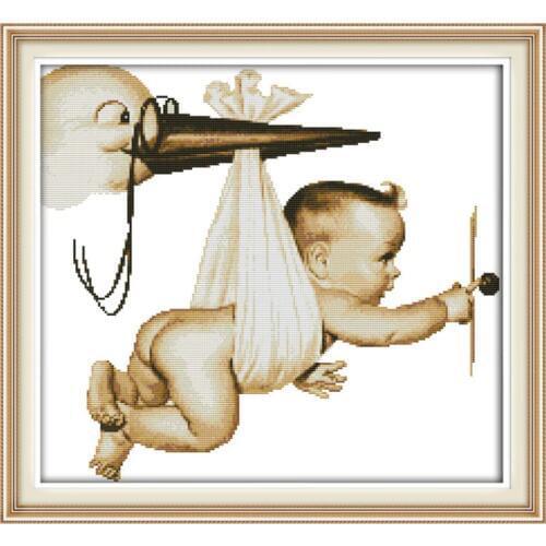 Counted Cross Stitch 11CT 14CT Cross Stitch Sets Wholesale Chinese Cross-stitch Kits Embroidery NeedleworkTH Flying Baby
