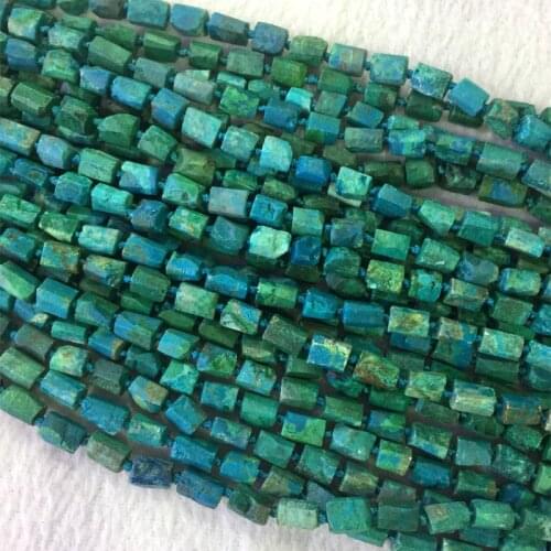 Natural Genuine Raw Mineral Green Blue Chrysocolla Rough Matte Faceted Nugget Free Form Loose Beads 6-8mm 15"