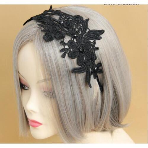 New arrival womens black lace embroidery floral hairbands party girls lovely fashion headband lovely hair accessories