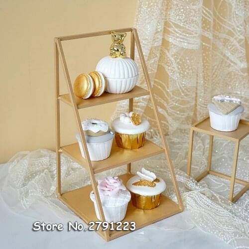 New arrival Champagne gold tray 1 piece cake tools fondant dessert home decorations sweet table fitting Storage Holders & Racks