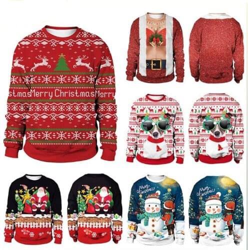 New Arrivals Funny Print Christmas Sweaters Jumpers Men Women Autumn Winter CLothing Pullover Sweatshirt For Xmas Holiday Party