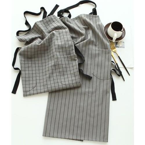 Simple Nordic striped cotton kitchen large size apron anti-pollution housework cleaning gowns waist men and women