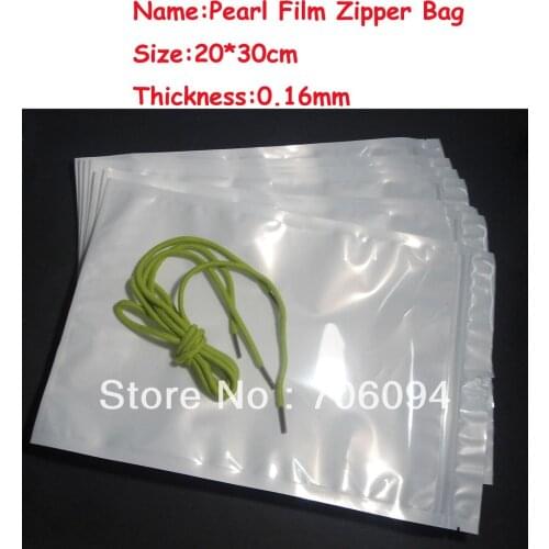 Size:20*30cm,200pcs/lot,Pearl White Zipper Plastic bag,Pearl film Plastic bag,Zipper Plastic Bag for Gift