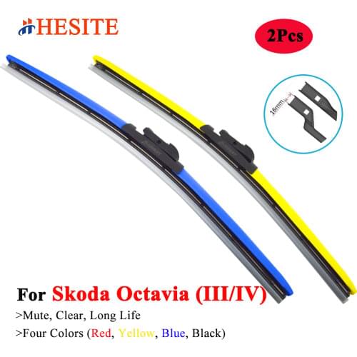 HESITE Colorful Wiper Blades For Skoda Octavia 1 2 3 4 II III MK1 A4 A5 MK2 MK3 A7 2004 2005 2007 2008 2011 2015 2019 2020 Blue