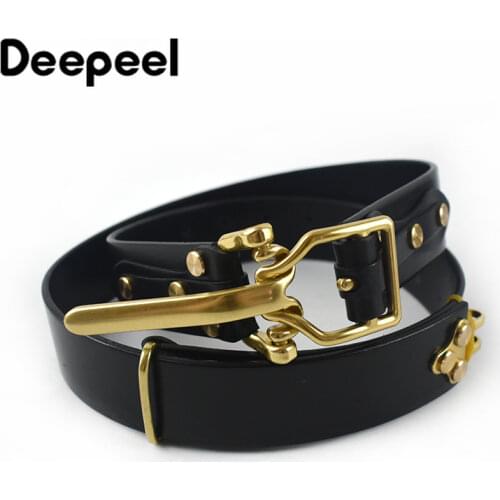 Deepeel 1pc 3.8*110-125cm Mens First Layer Cowskin Belt DIY Handmade Genuine Leather Knight Belts Brass Pin Buckle Waistband
