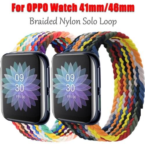 41mm 46mm Nylon Braided Loop Strap For Oppo Watch Strap 41mm 46mm Band Elastic Bracelet correa Strap for Oppo Watch 41mm 46mm