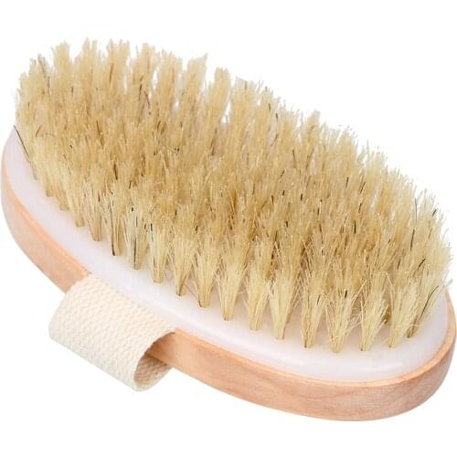 Wooden Bath Shower Bristle Brush Soft Natural Bristle Brushes Exfoliating Cleaning Massage Wash Spa Scrubber Dry Skin Body Brush