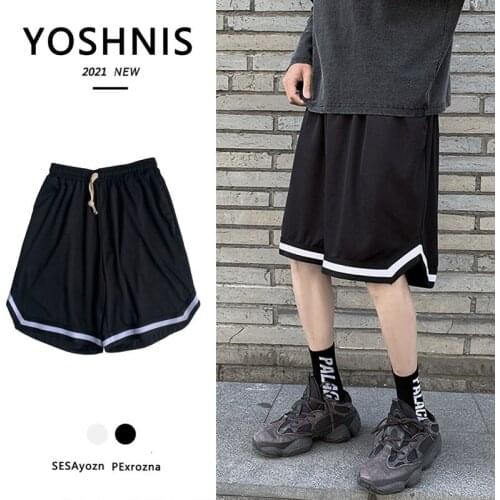 Mens Sports Shorts Loose American Running Basketball Uniform Five-point Pants Striped Pants Men Summer Thin Trend Streetwear