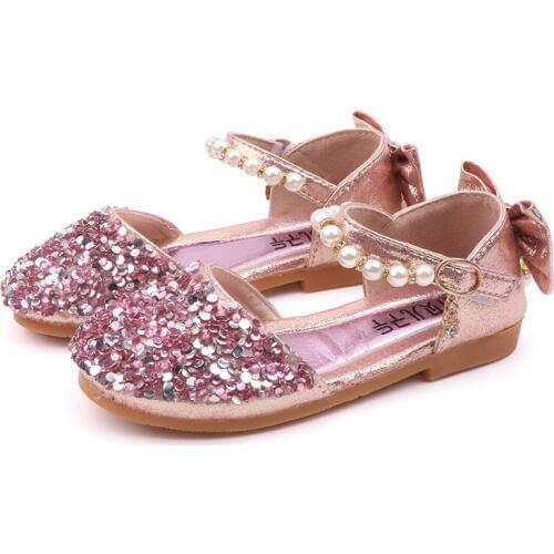 SKOEX Girls Princess Ballerina Flat Shoes Kids Dress Party Sparkle Wedding Ballet Uniform Shoes Childrens Fashion Sandals