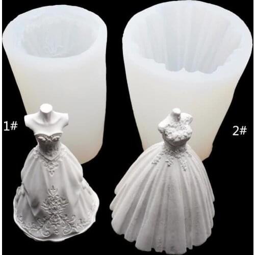 Wedding stereo mold wedding dress handmade soap silicone mold diy candle car aromatherapy mold