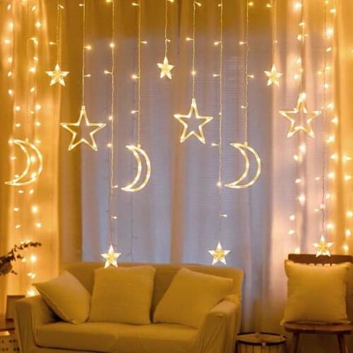 Led String Lights Icicle Star Moon Curtain Garland 3.5M 220V Outdoor Lamp For Bar Bedroom Wedding Party Garden Window Mall Decor