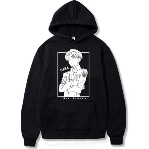 Anime Graphic Hoodies Men Kawaii Attack on Titan Baka Harajukul Long Sleeved Sweatshirt Unisex Male