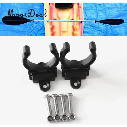 MagiDeal 2Pcs Nylon Kayak Canoe Marine Boat Paddle Holder Clips Keeper Vertical Mounted Accessory+4 Stainless Steel Screws Black