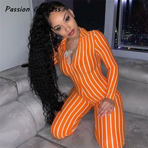 Women Long Zipper Jumpsuits Rompers Striped Slim Fit Jumpsuits Deep V Long Sleeve Overalls Full Pants Jumpsuits Macacao Outfits