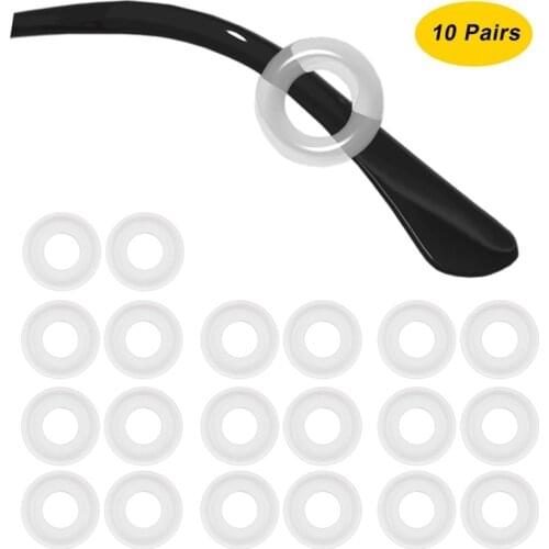 10 Pair Eyeglass Temple Tips Sleeve Retainer Silicone Anti-slip Round Holder Retainers for Sunglasses Reading Glasses Eyewear