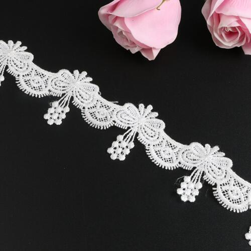 5Yards White Embroidered Flower Lace Ribbon for Garments Hometexile Curtain Decors DIY lace trims Accessories 4.5CM