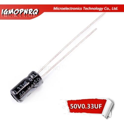 50PCS 50V0.33UF 5*11mm 0.33UF 50V 5x11mm Aluminum Electrolytic Capacitors DIP