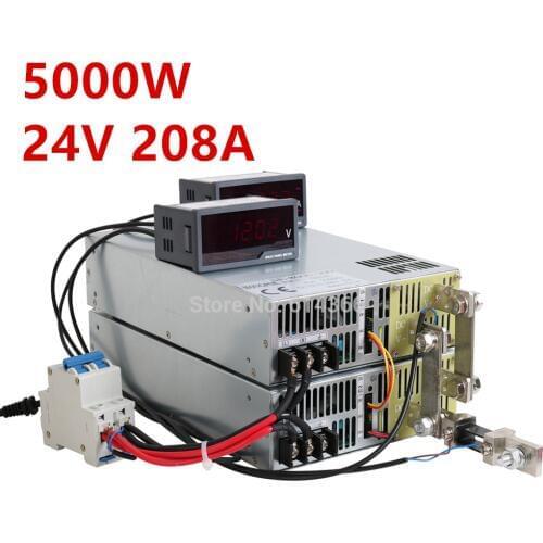 5000W 24V Power Supply 0-24V Adjustable Power 24VDC AC-DC 0-5V Analog Signal Control SE-5000-24 Power Transformer 24V 208A ONOFF