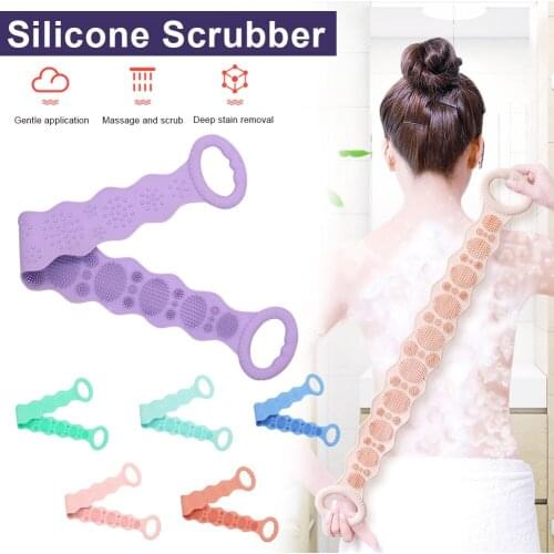 70cm Silicone Bath Back Brush Scrubbing Artifact Scrubbing Towel Easy To Clean Body Shower Back Brush Belt Bath Accessories