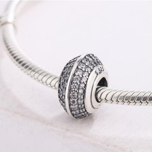 925 Sterling Silver Wishes /Tree Of Life Dangle Charm With Clear Cubic Zircon Charm Bracelet DIY Jewelry Making For Pandora