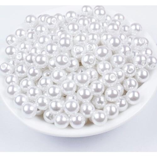 100/200/300Pcs 8mm Acrylic Spacer Beads Imitation Pearls Round Loose Beads Garment Pearls Beads For Jewelry Making DIY Accesory