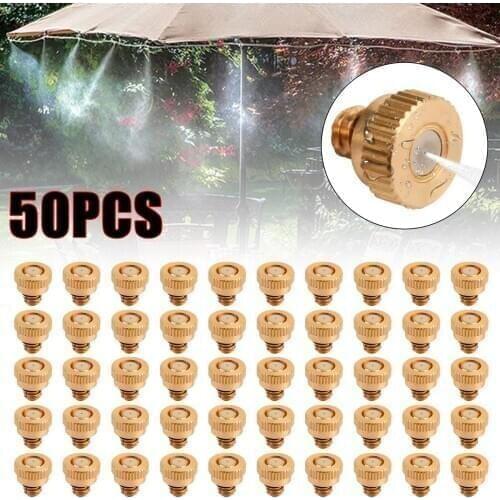 Areyourshop 50X Brass Misting Water Sprinkler Nozzles For Mist Cooling System 0.012" 10/24