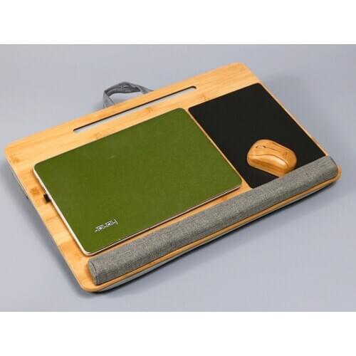 Bamboo Lap Desk Soporte Portatil Laptop Stand with Tablet Pen Phone Holder Wrist Rest and Mouse Pad Fits Up to 17 Inch Notebook