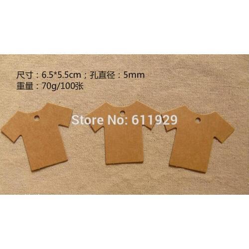 Free shipping DIY blank t-shirt shape kraft paper tags 6.5x5.5cm/baking price tags/gift packing labels/garment tag 500 pcs a lot