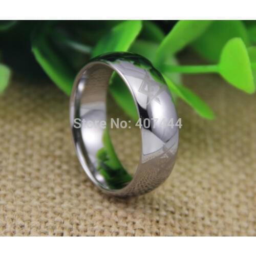 Free Shipping USA UK Canada Russia Brazil Hot Sales 8MM Silver Domed Masonic Freemason New Mens Fashion Tungsten Wedding Rings