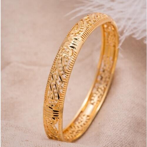 1Pcs Women high quality gold bangle women Copper Gold Colour Cuff Bangles Bracelet Fashion Bracelets For Women Jewelry Wholesale