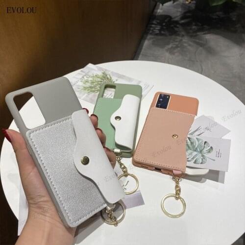 For Samsung S21 Ultra S20 Plus S21 FE Wallet Lanyard Phone Case For Samsung A32 A52 A72 5G Note 20 Ultra Soft Silicone Cover