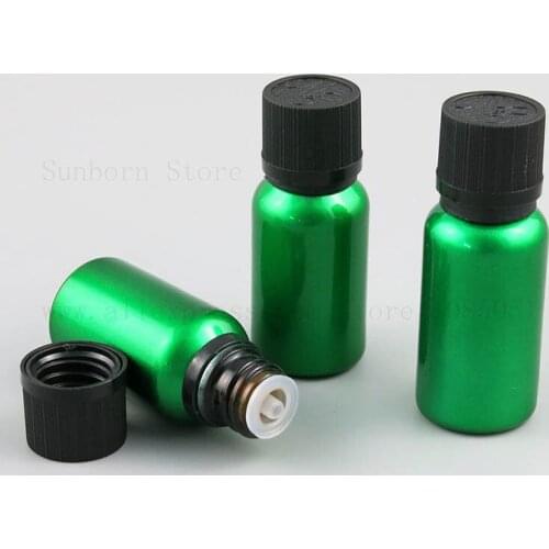 Essential Oil Perfume Sample Bottle Aromatherapy 15ML 20ML Black Cap with Plug Paint Green Glass Container 12pcs
