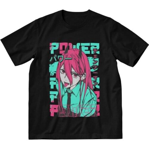 Power Chainsaw Man T-shirt Mens Fashion T Shirt Short Sleeve 100% Cotton Harajuku Japan Anime Manga Tshirt Cool Tee Tops Gift