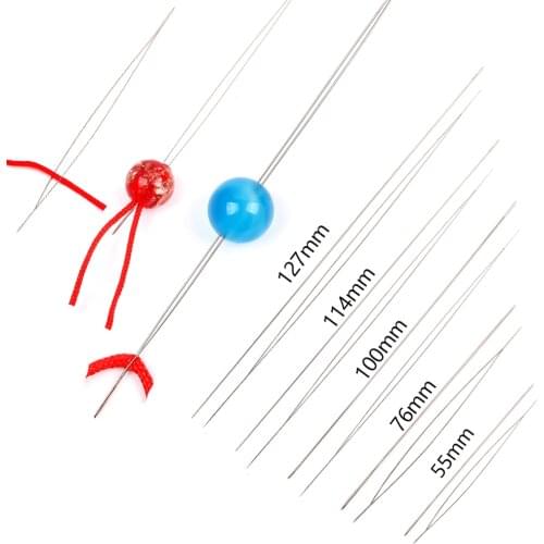 5Pcs Beading Needles Pins Open Curved Stainless Steel Tools For Threading String Cord Easy Jewelry Making