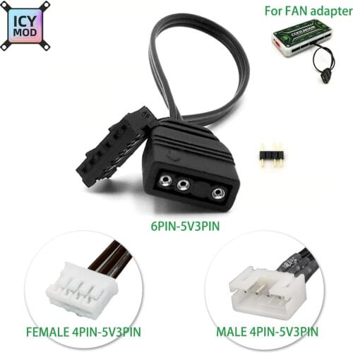 COOLMOON 5V 3PIN To 6PIN Fans Adapter Cable Motherboard Light Bar Converter Small 4PIN-3PIN Wire Exclusive Header