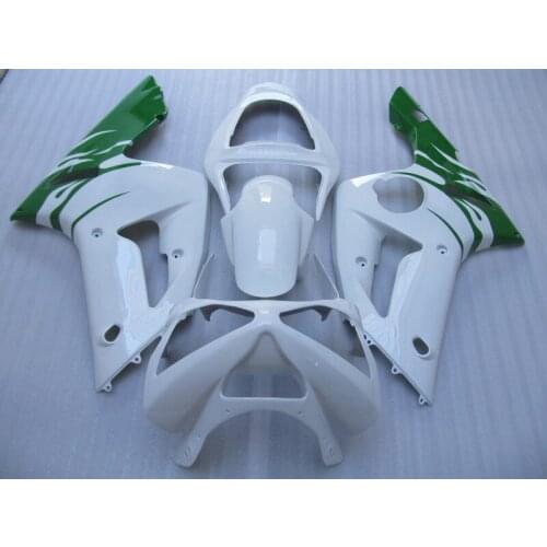 Injection mold plastic fairing kit for Kawasaki Ninja ZX6R 03 04 white green fairings set ZX6R 2003 2004 OT23