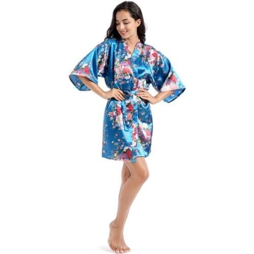 Short Satin Plus Size Ladies' Nightgown Womens Sexy Kimono Bath Gown Bridesmaid Wedding Robe Dress Casual Night Dress