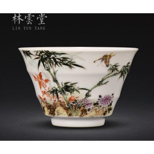 Lin Yuntang master cup cup single cup kung fu tea sample tea cup pastel flowers master cup