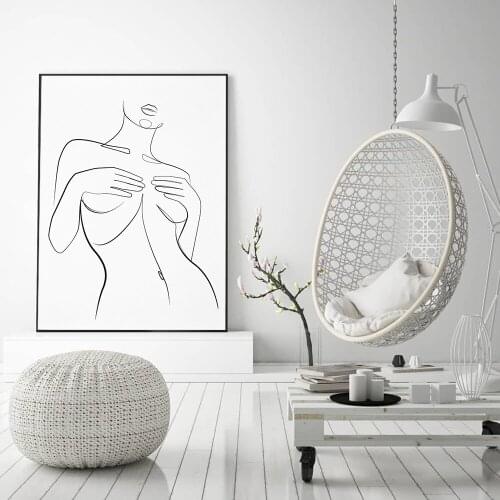 Minimalism Abstract Sexy Lady Line Canvas Painting Wall Art Nordic Posters and Prints Wall Pictures for Living Room Decoration