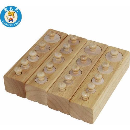 Montessori Sensory Toys For Children Developing Wooden Toys Socket Cylinder 4 Groups