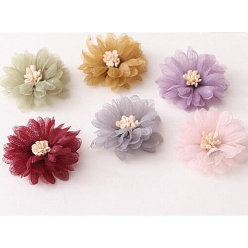 20pcs/lot diy handmade Chiffon flowers patches for clothing 3D floral fairy flower parche appliques parches bordados para ropa