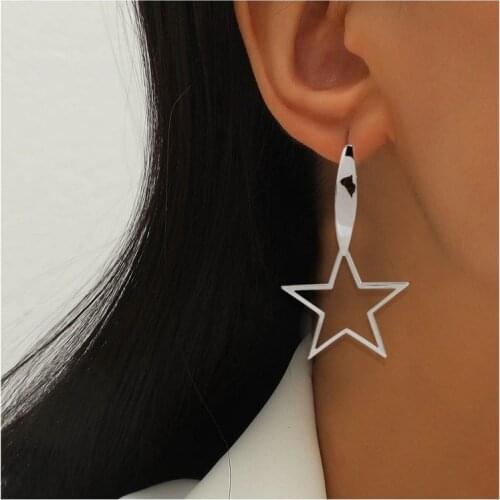 Find Me Simple Alloy Five-Pointed Star Pendant Earrings For Women Fashion Jewelry Accessories