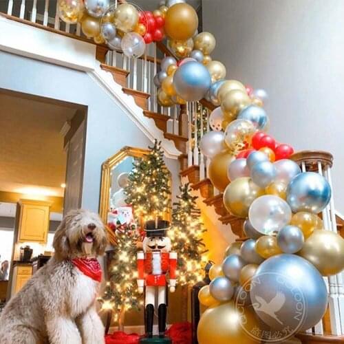 New Product Selling 94 Pcs Metal Chrome Gold Silver Red Garland Christmas Balloons Arch for Christmas New Year Party Decorations