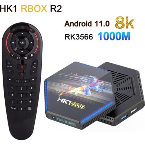 Android 11.0 HK1 RBOX R2 RK3566 DDR4 Smart TV Box 2.4G 5G Dual Wifi BT4.0 1000M 8K Media Player 4GB 32GB 64GB Fast Set Top Box