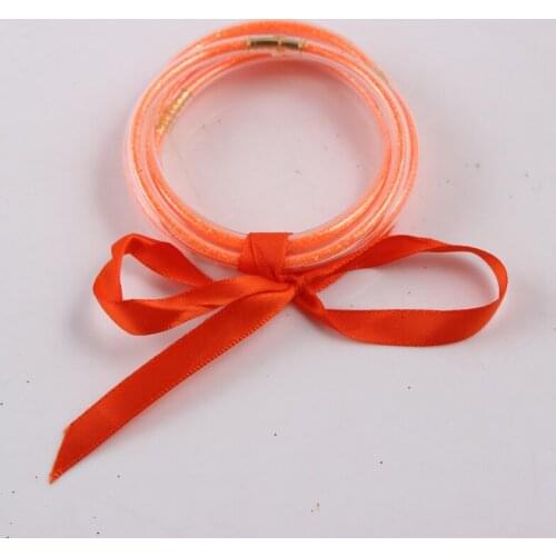 Iridescent Bisque Glitter Jelly Bangle Bracelet Gold Powder Lining Fashion Jewelry Lightweight Cute Bracelets for Women Girl