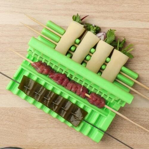Green Multi BBQ Accessories Barbecue Stringer Skewers Maker Box For Meat Wearer Vegetables Food String Grill Outdoor