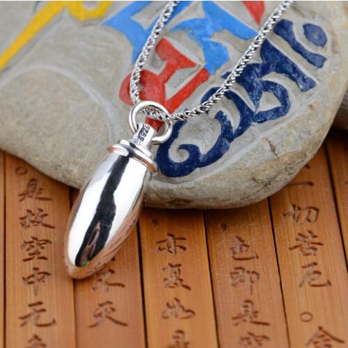 925 STERLING SILVER bullet Keepsake memorial Cremation CASKET Urn Box Jewelry Ash Holder Capsule Pendant (without chain) A92