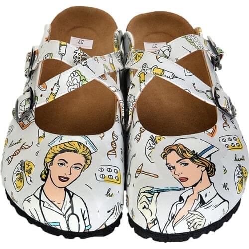 Digital Edition new season women nurse girl printed cross band sabo slippers Casual Sandals Soft Soled Woman Man Kids Shoes