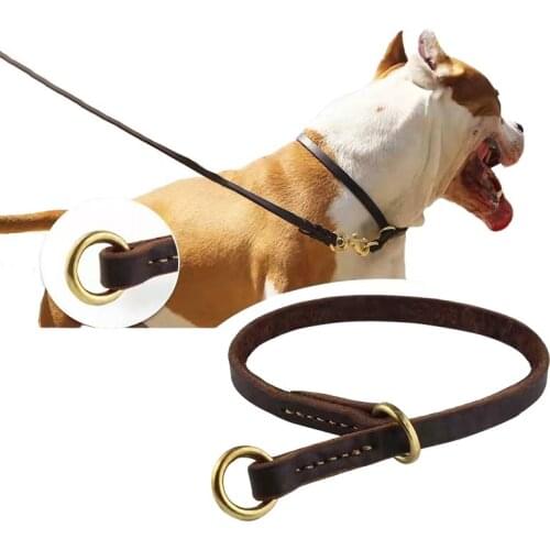 Comfortable Real Leather Dog Collar P Chain pet Collars Genuine Leather Training Collar adjustable For Small Medium Large Dogs