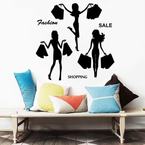 Vinyl Shopping Wall Decal Sticker Fashion Womens shoe store decoration Removable Living room Shop window Decals decor HY1593